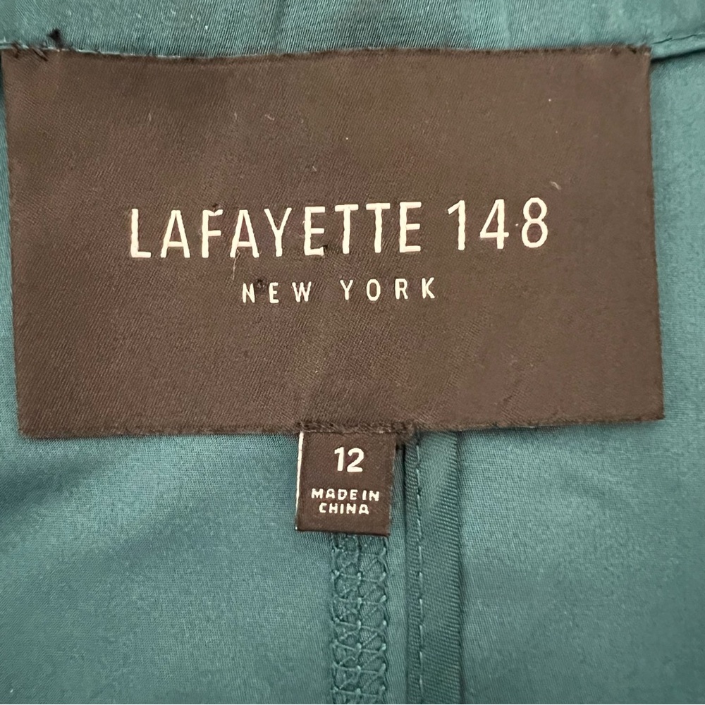 Lafayette 148 NY Nala Teal Zip Front Career Blazer Jacket Travel Size 12 - Picture 13 of 16